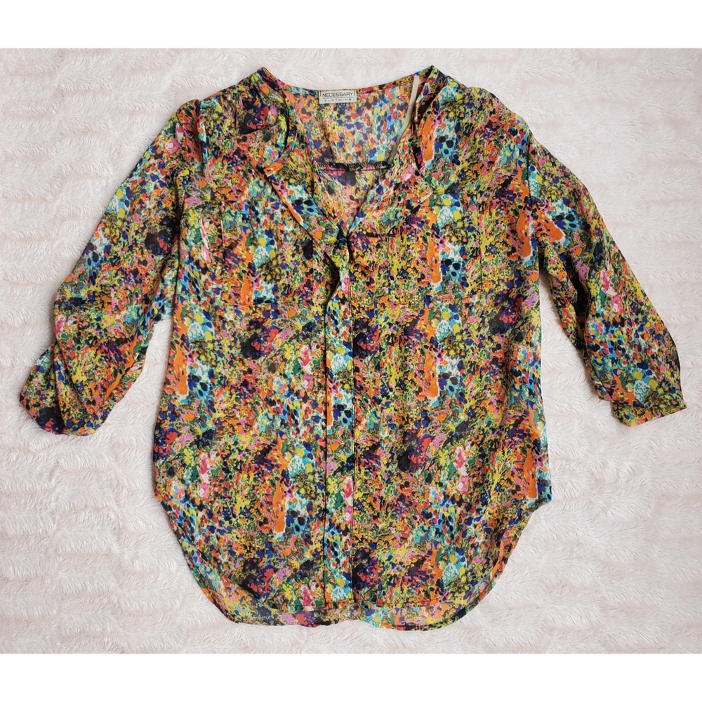 3/4 sleeve Multicolored Blouse